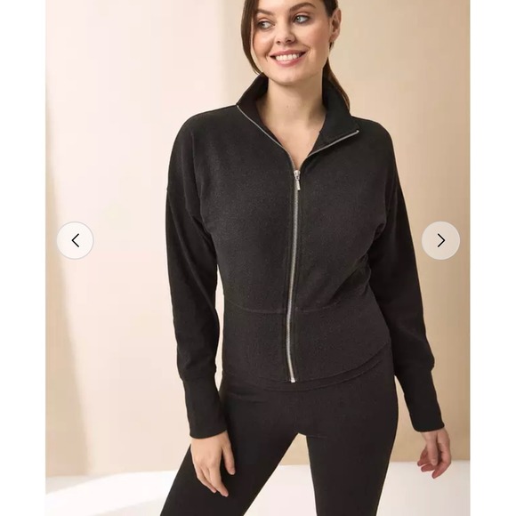 Dark Grey Very Soft Yoga Full Zip Funnel Neck XL Workout Athletic Athlesiure - Picture 1 of 6